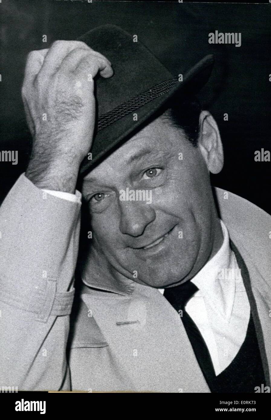 Oct. 10, 1959 - William Holden in Berlin: The American actor William Holden on Oct. 13th arrived in Berlin in order to visit the places where his new film ''The man in the middle'' will be taken. The film tells of a case of espionage in the second World War and will be taken in Berlin next year. Stock Photo