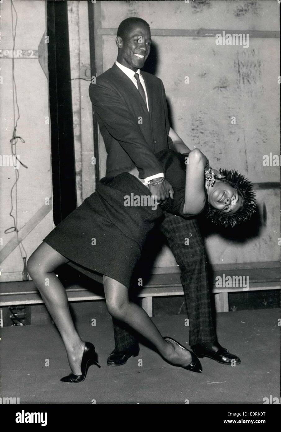 Nov. 03, 1959 - After a 10 year absence, the famous international artist Katherine Dunham arrived in Paris where she will present her ballet company at Sarah-Bernhardt Theater. Katherine Dunham and her partner, Vanoye Aikens, are pictured dancing. Stock Photo