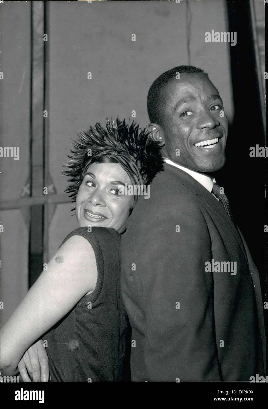 Nov. 03, 1959 - Katherine Dunham will present her ballet company in Paris at the Sarah Bernhardt Theater after a 10 year absence. She is pictured here with her partner Vanoye Aikens. Stock Photo