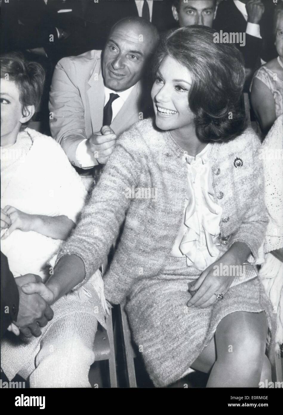 Jan 1, 1960 - The young singer Rita Pavone has offered for the first performance of her film ''Little Rita nel Far West'' a ''Spaghetti Party'' in her country house in Ariccia. There is also her press agent and boy friend Teddy Reno. The actress Silva Koscina arrived from New York after having termined her first American film ''Al di la del fronte'' (co-starring Paul Newman), passes her holidays in her country house in Marino. Photo shows Silva Koscina, and her boyfriend Castelli. Stock Photo