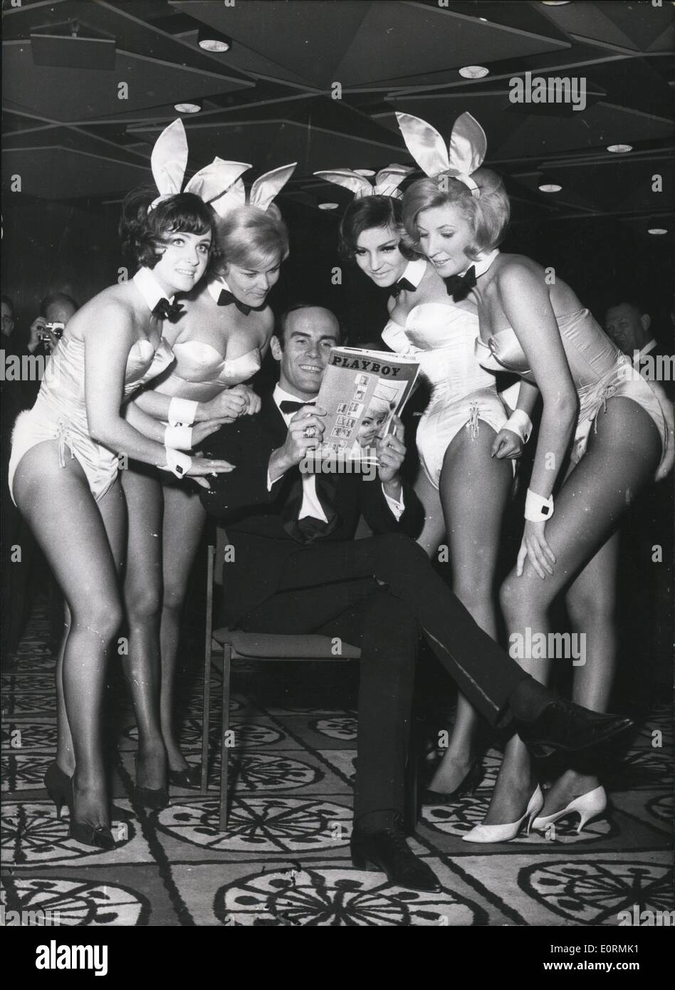Jan 1, 1960 - ''Bunnies'' - Made in Germany.: does the edition house of the well-known American magazine ''Playboy'' introduce at a cooktailparty in the course of the Frankfurt book Stock Photo