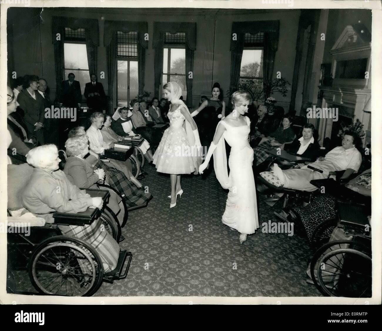 Mar. 03, 1960 - Fashion Show at Hospital. Rahvis today presented the most unusual Fashion Preview of the Year when they gave a showing of their Spring and Summer Collection to the patients of the Royal Hospital and Home for Incurable in Purney. It was a Preview of the Show that they are presenting in aid of the Hospital at Lord Bossombs house in Charlton Terrace on April 5th Stock Photo