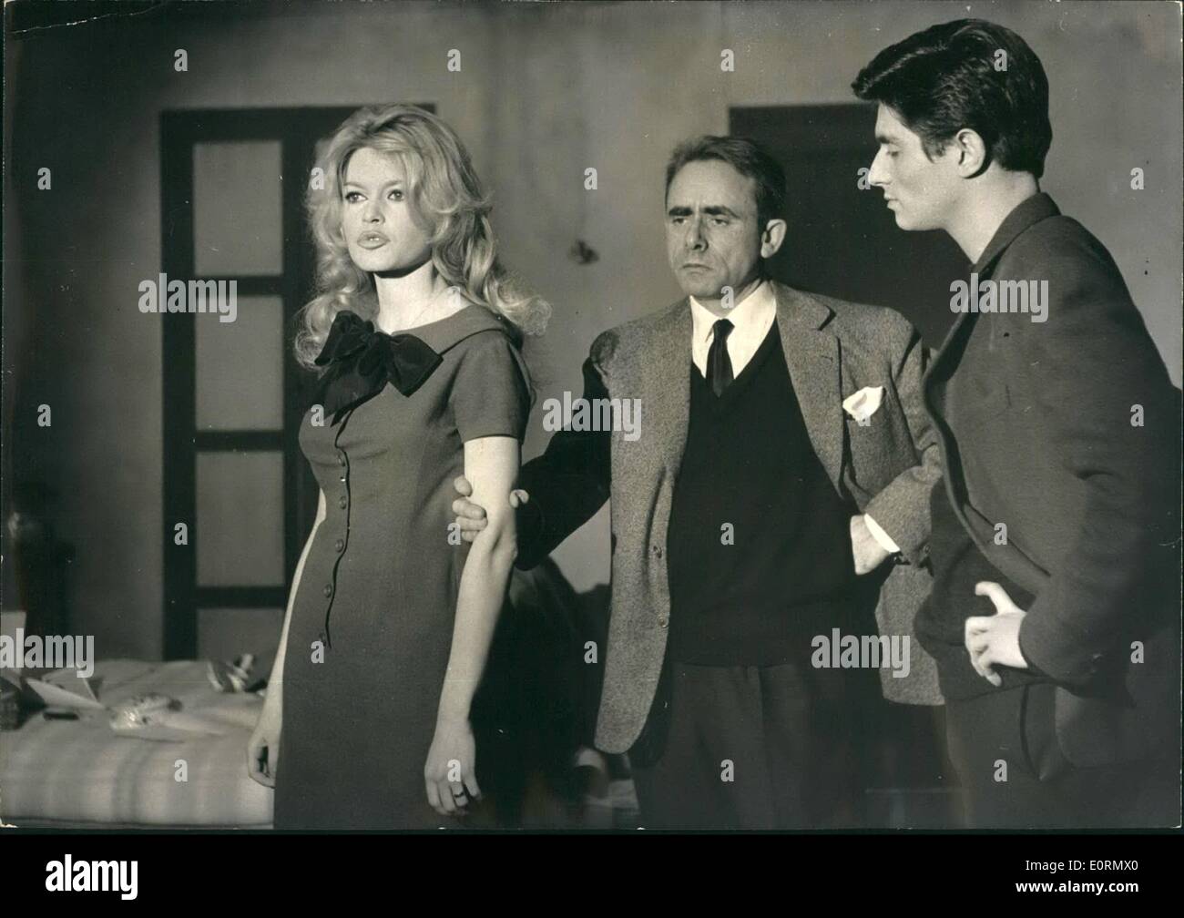 Mar. 03, 1960 - To have new partner for love scenes A new partner for Brigitte Bardot's love scene was tested at the boulogne-Billancourt (Paris) studio yesterday the young actor selected for this - highly pleasant - part is Sami Frey who starred and her new partner Sami Frey being ''Briefed'' by the film Director Clouzot. Stock Photo