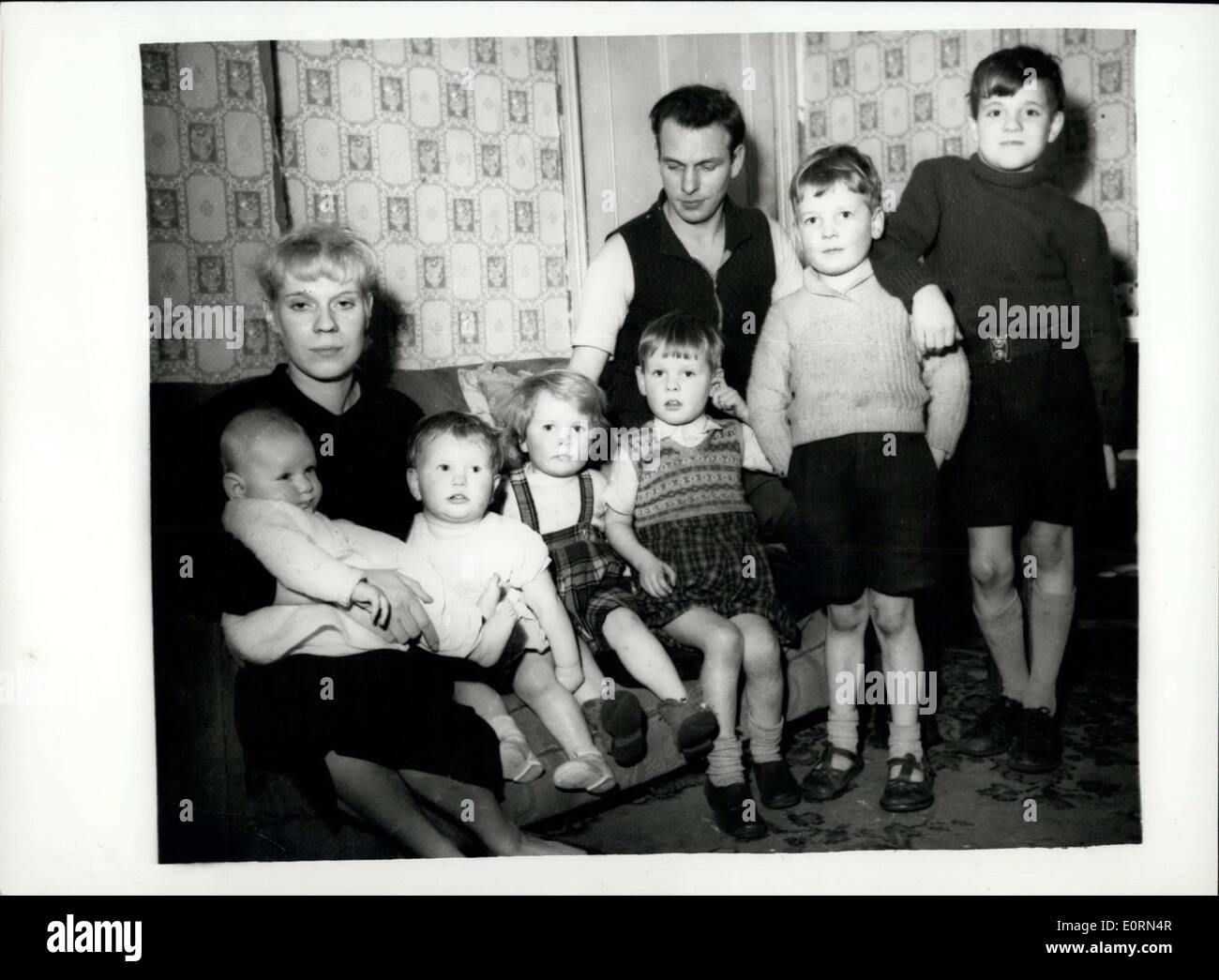 Jan. 05, 1960 - Sheffield Parents Want To Give Away Five of Their Six Children. Twenty nine year old John Mason and his 28 year Stock Photo