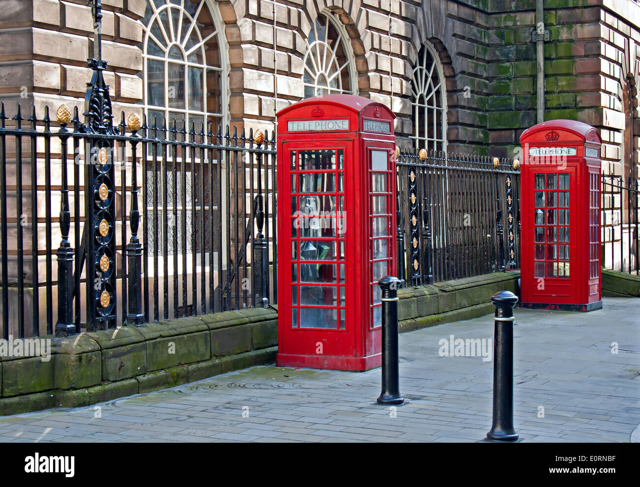 Pair of traditional British telephone boxes Stock Photo Alamy