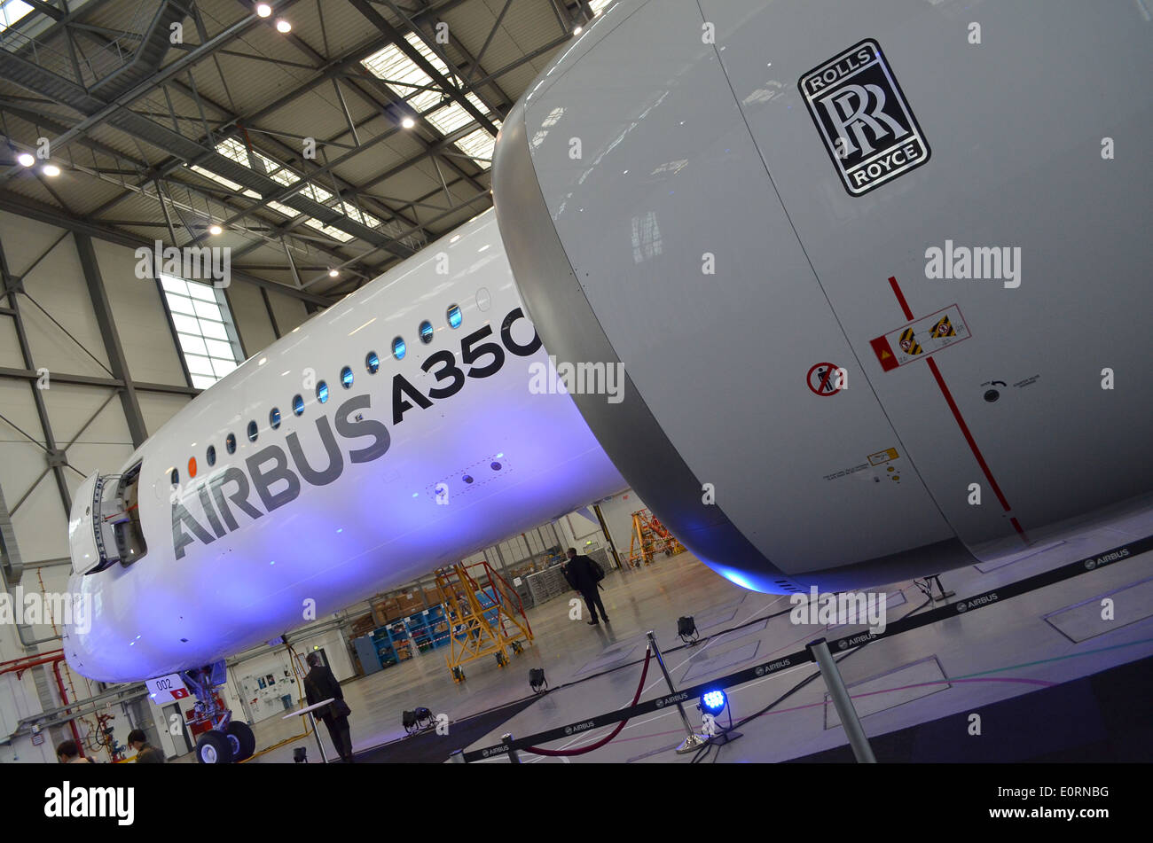 An Airbus A350XWB at the Airbus headquarters in Finkenwerder, Hamburg, Germany Stock Photo