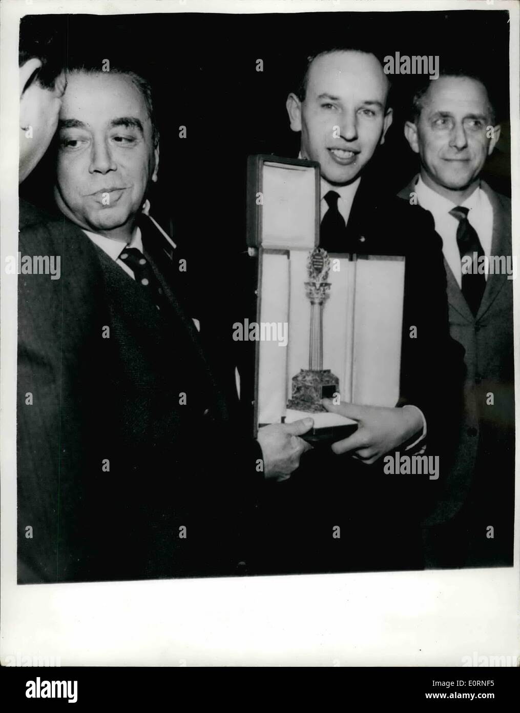 Feb. 02, 1960 - John Surtees Receives Italian ''Sportsman Of The Year'' Trophy - In Milan: British World Motor-cycling champion Stock Photo