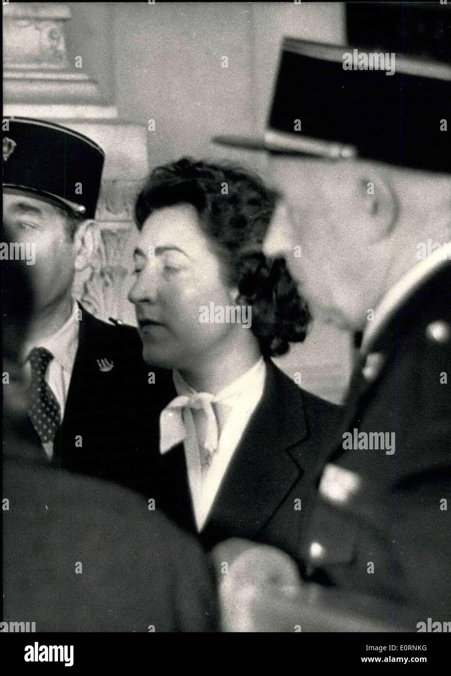 Mar. 28, 1960 - Biggest Murder Trail of year Opens in Paris:The Trial of Georges Rapin, Alias M. Bill, Opened in the Paris Assizes today. Photo Shows MME Adam, Widow of the Owner of a Petrol Station who was Murdered by Rapin, Arriving at the Law Courts. Stock Photo