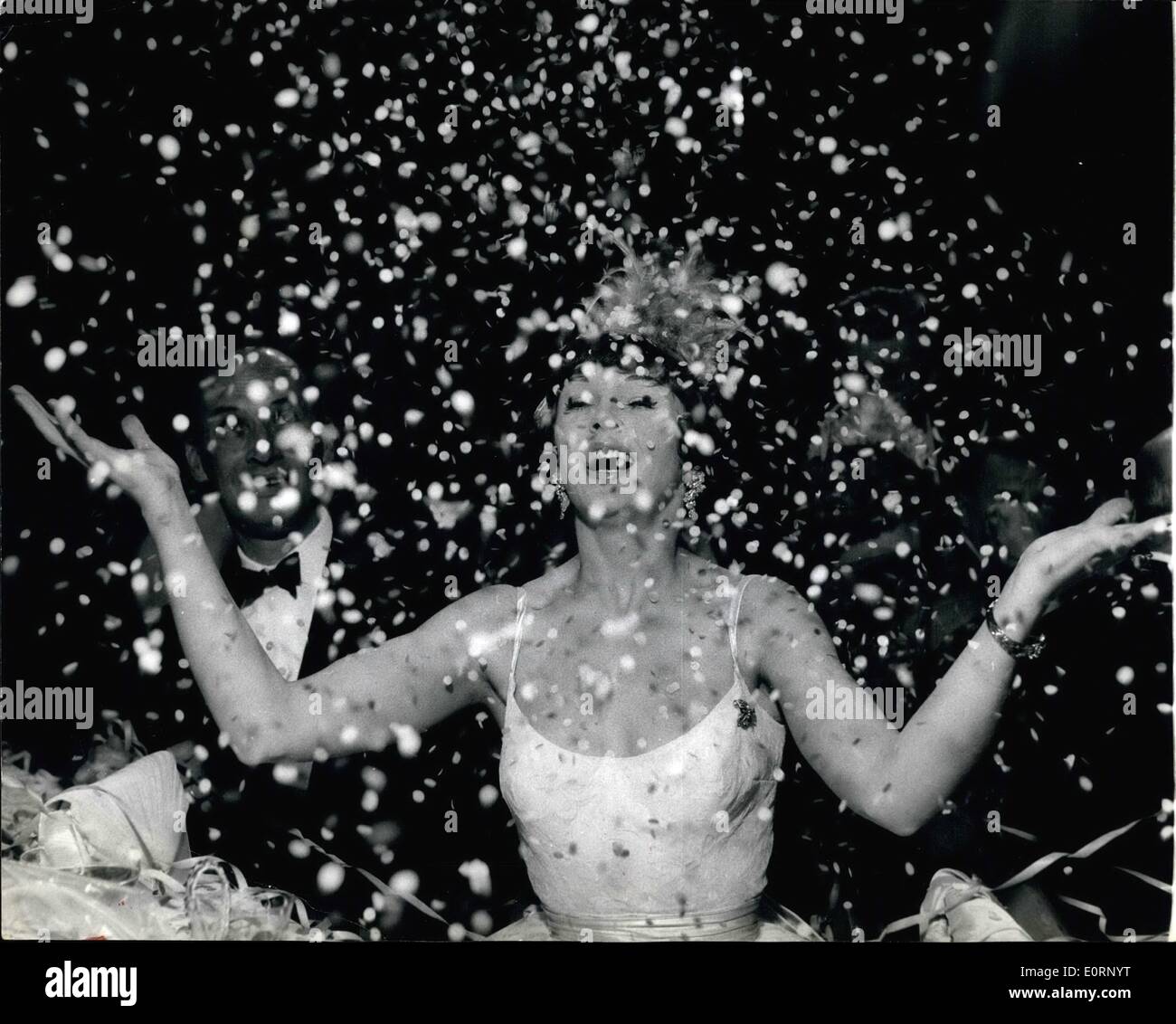 Feb. 02, 1960 - The Annual Estoril Carnival. Dawn Addams Showers Confetti: Many stars of the sen world are now taking part in Stock Photo