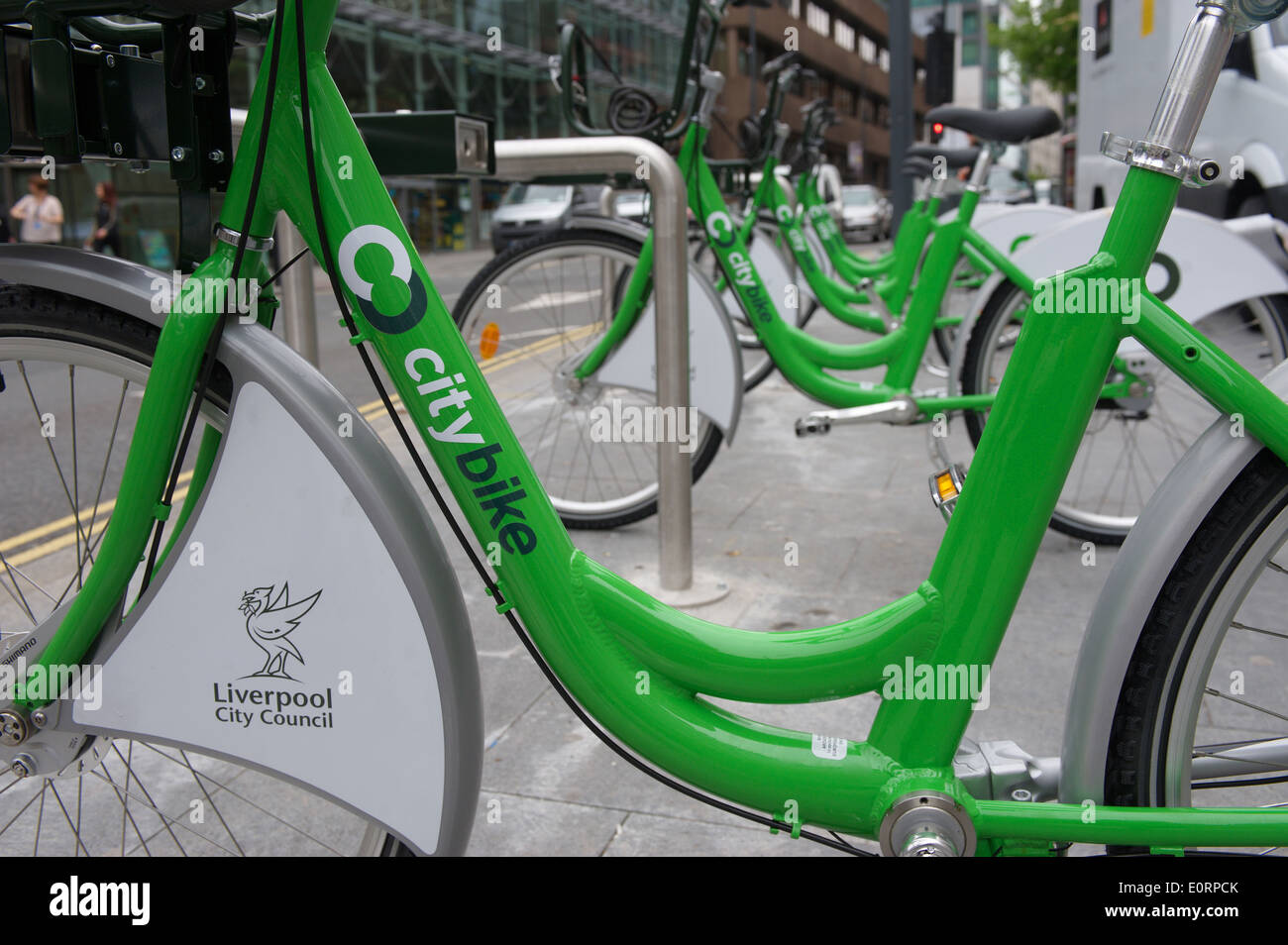 Liverpool’s City Bike hire scheme bike stations on Old Hall Street