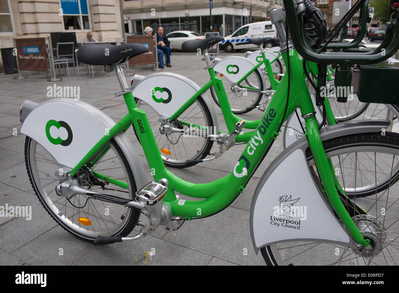 Liverpool’s City Bike hire scheme bike stations on Old Hall Street