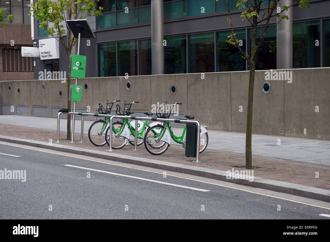 Liverpool’s City Bike hire scheme bike stations on Old Hall Street