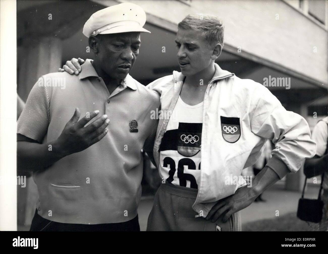 May 02, 1960 - Champions Past And present. Jesse Owens And Armin Hary. World famous athlete Jesse Owens who is now in Rome with Stock Photo