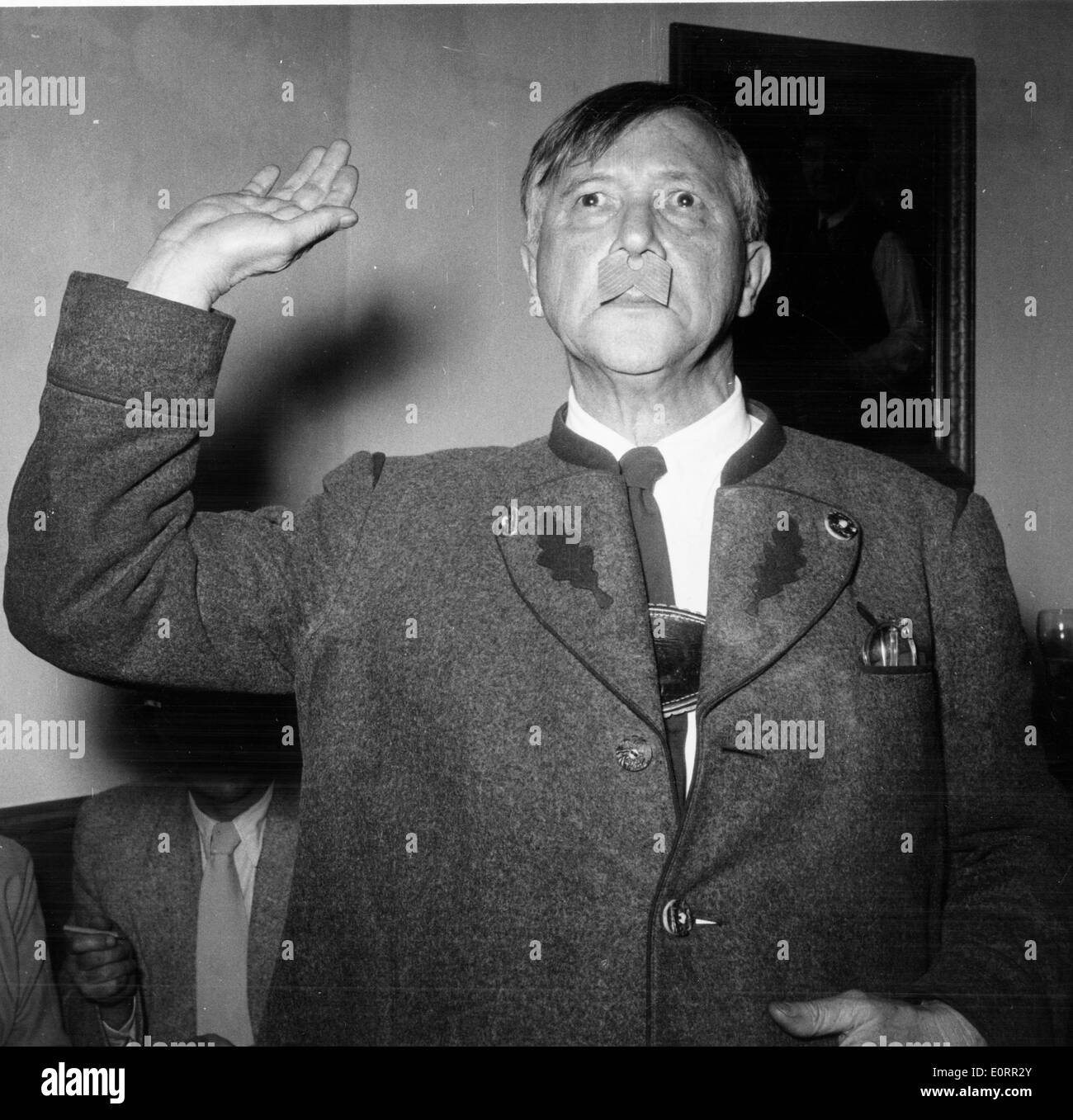 Actor Hans Fitz imitates Hitler Stock Photo