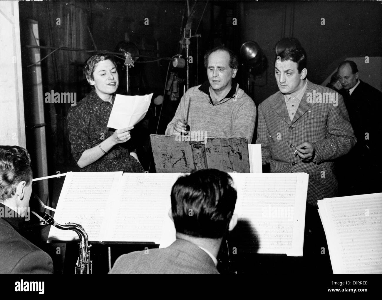 Poet Leo Ferre conducts for a film Stock Photo