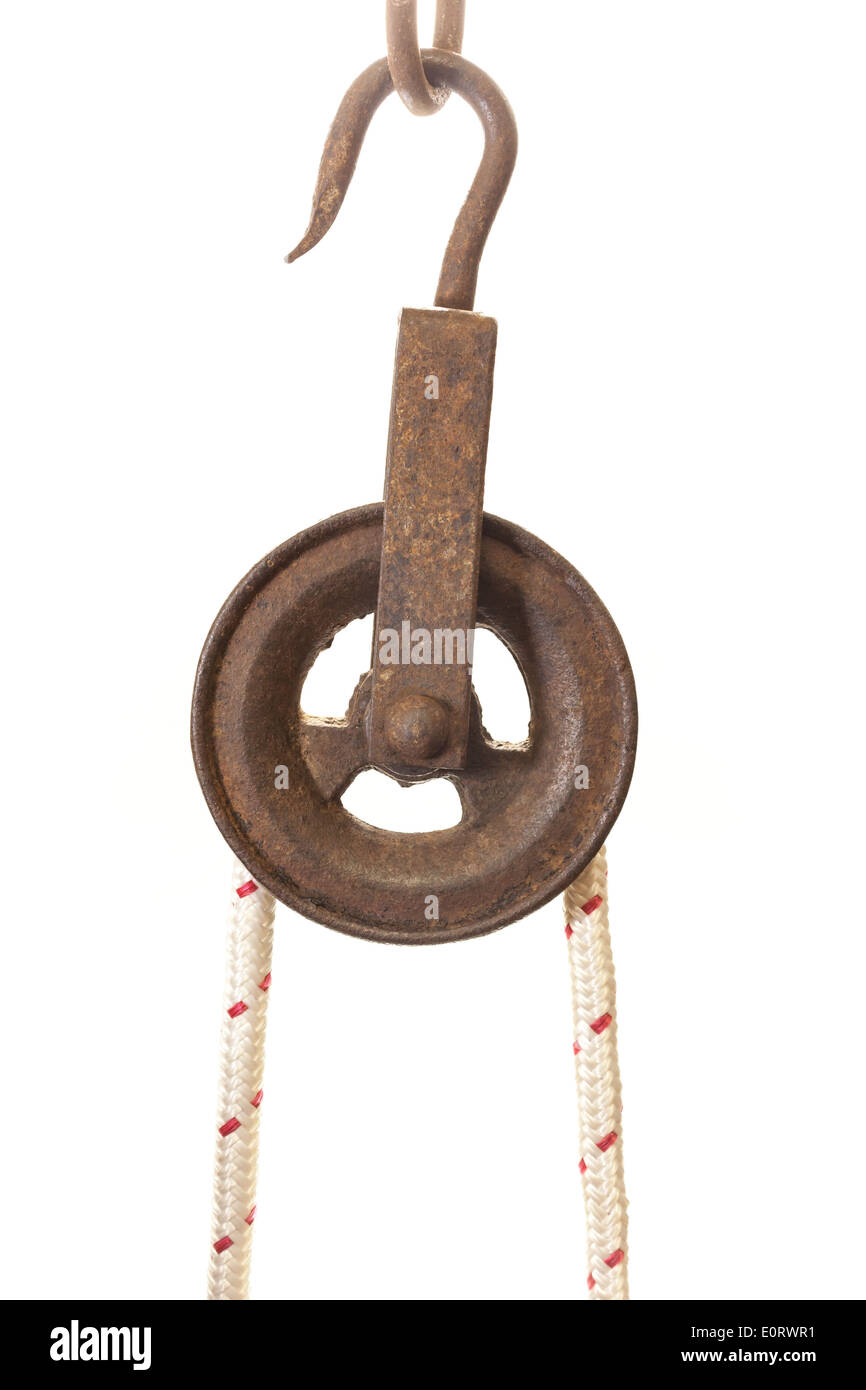 Rusted iron rope pulley hi-res stock photography and images - Alamy