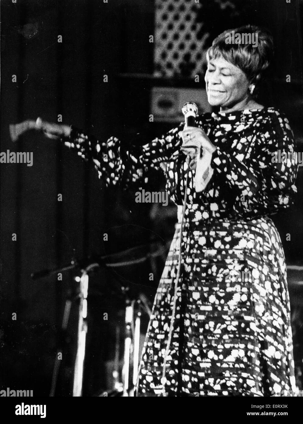 Singer Ella Fitzgerald performs at a concert Stock Photo