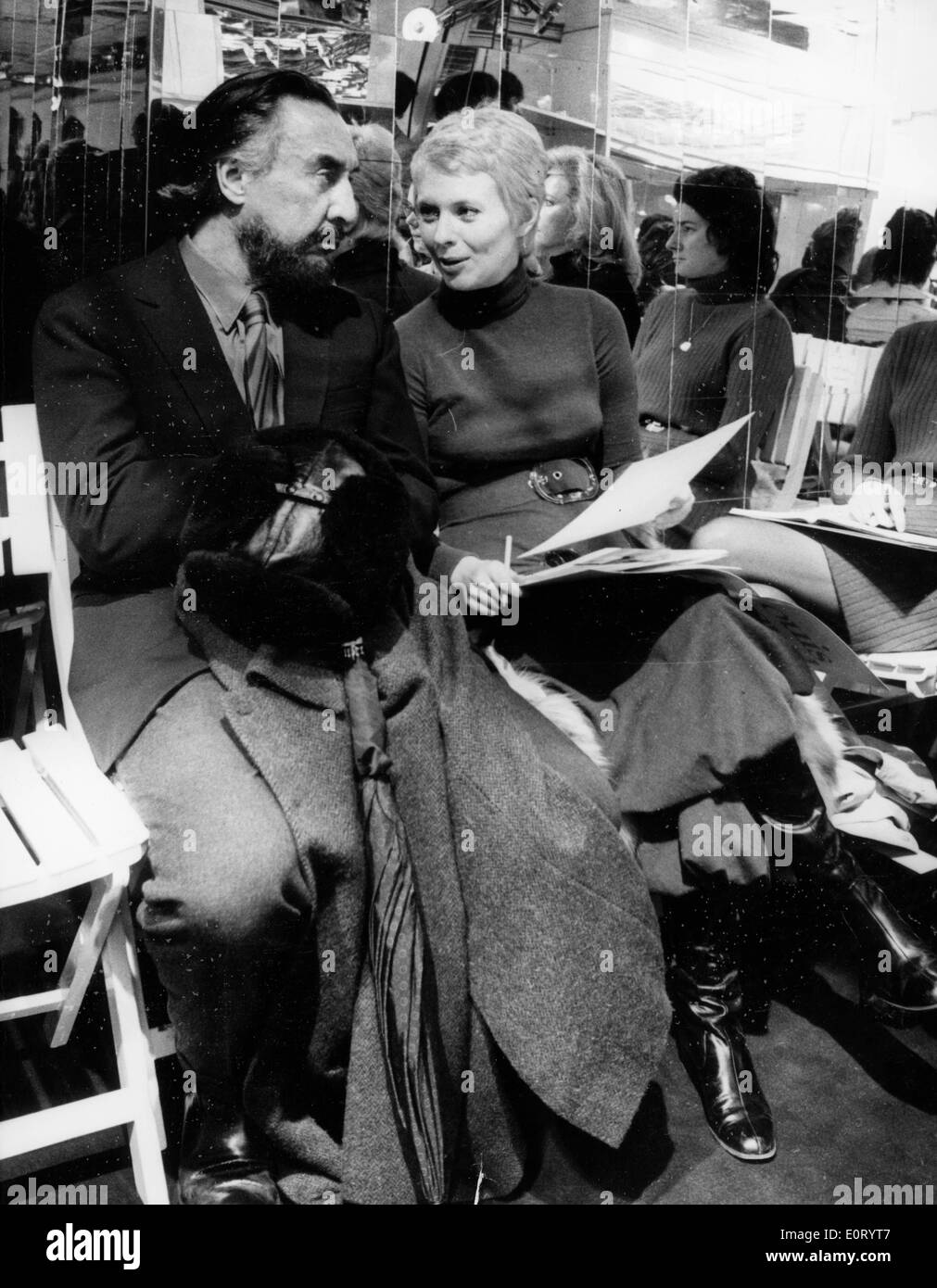 Novelist Romain Gary on set with wife Jean Seberg Stock Photo