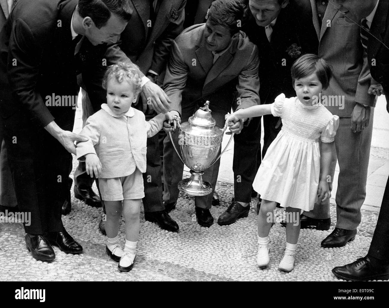 Prince Albert and Princess Caroline holding the Cup Final Trophy Stock Photo