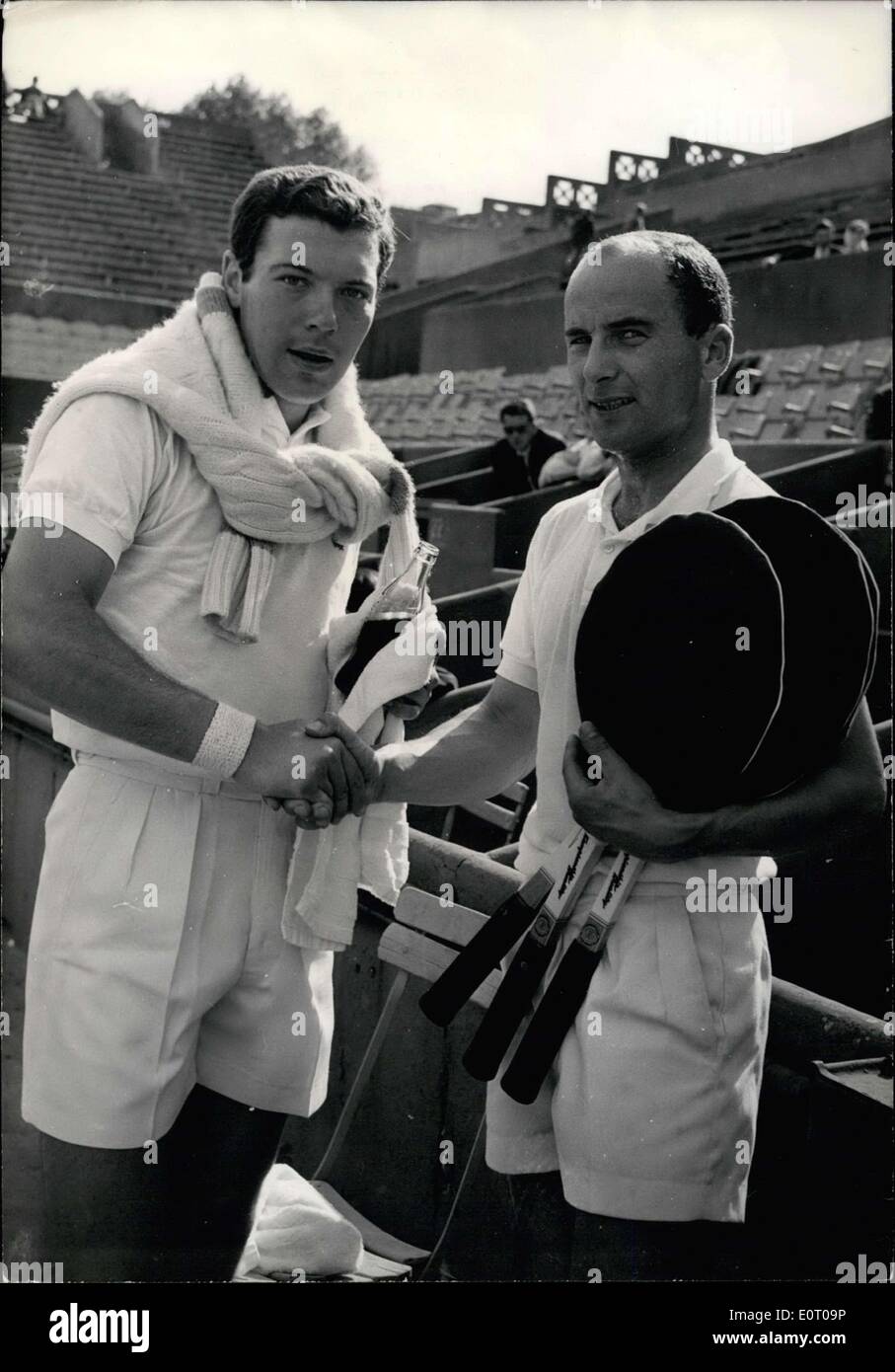 May 21, 1960 - Nicola Pietrangeli Beats Gerard Pilet in French Open Semi-Final ESS. Stock Photo