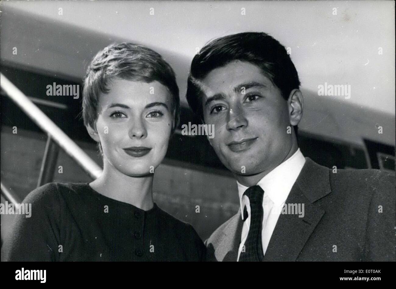 May 28, 1960 - Jean Seberg and her Husband, Jean Moreuil Stock Photo
