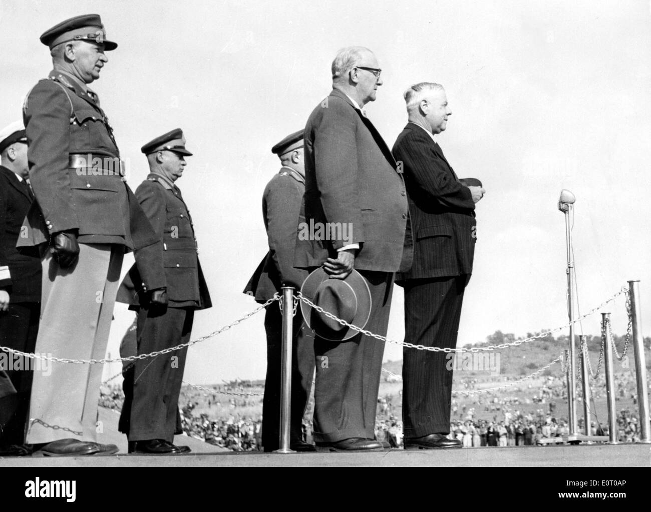 Hendrik Verwoerd at first public appearance after assassination attempt Stock Photo