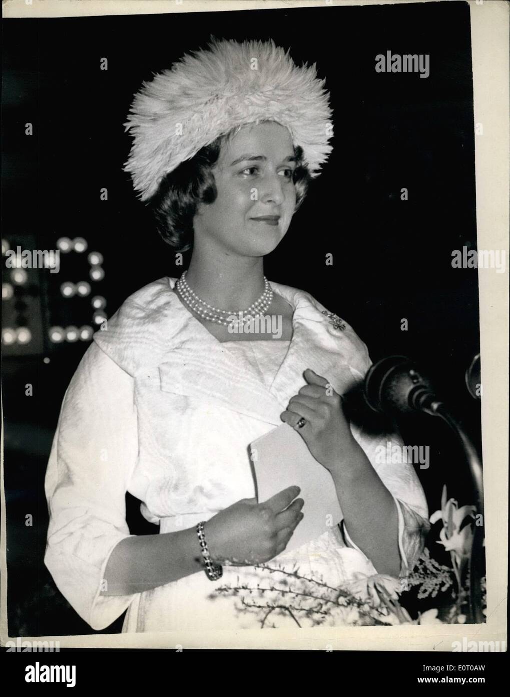 May 30, 1960 - Princess Alexandra at World Refugee Year Finale at the Albert Hall - H.R.H. Princess Alexandra this evening attended the World Refugee Year Finale at the Royal Albert Hall. Keystone Photo Shows:- Princess Alexandra seen speaking at this evening's ceremony. Stock Photo