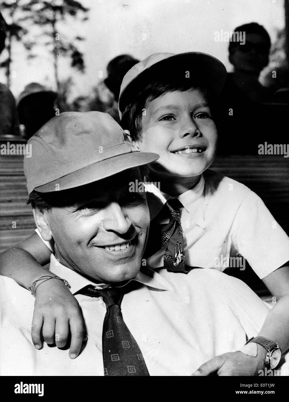 Actor O. W. Fischer and a little boy Stock Photo