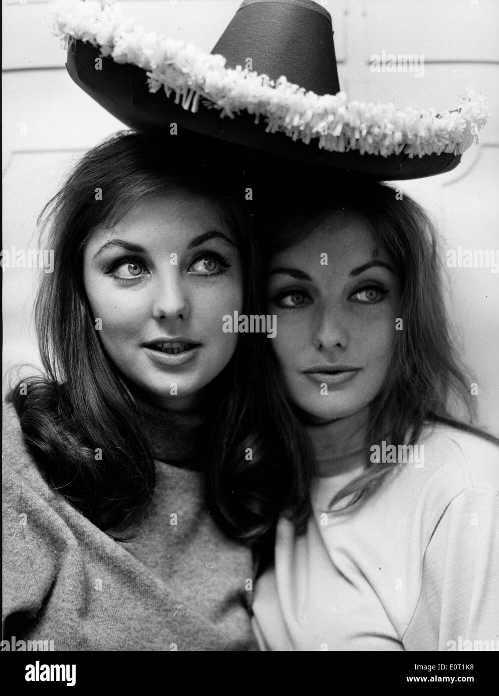 Actresses Mia and Pia Genberg with sombrero Stock Photo - Alamy