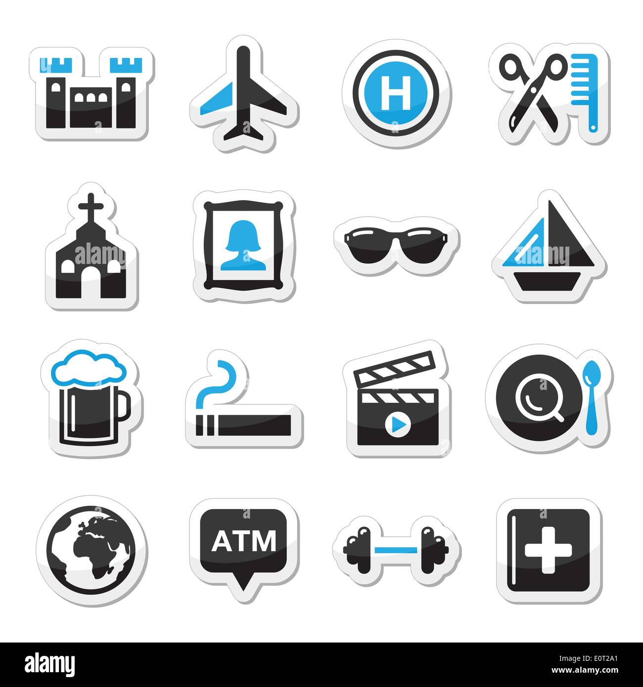 Travel tourism and transport icons set - vector Stock Vector