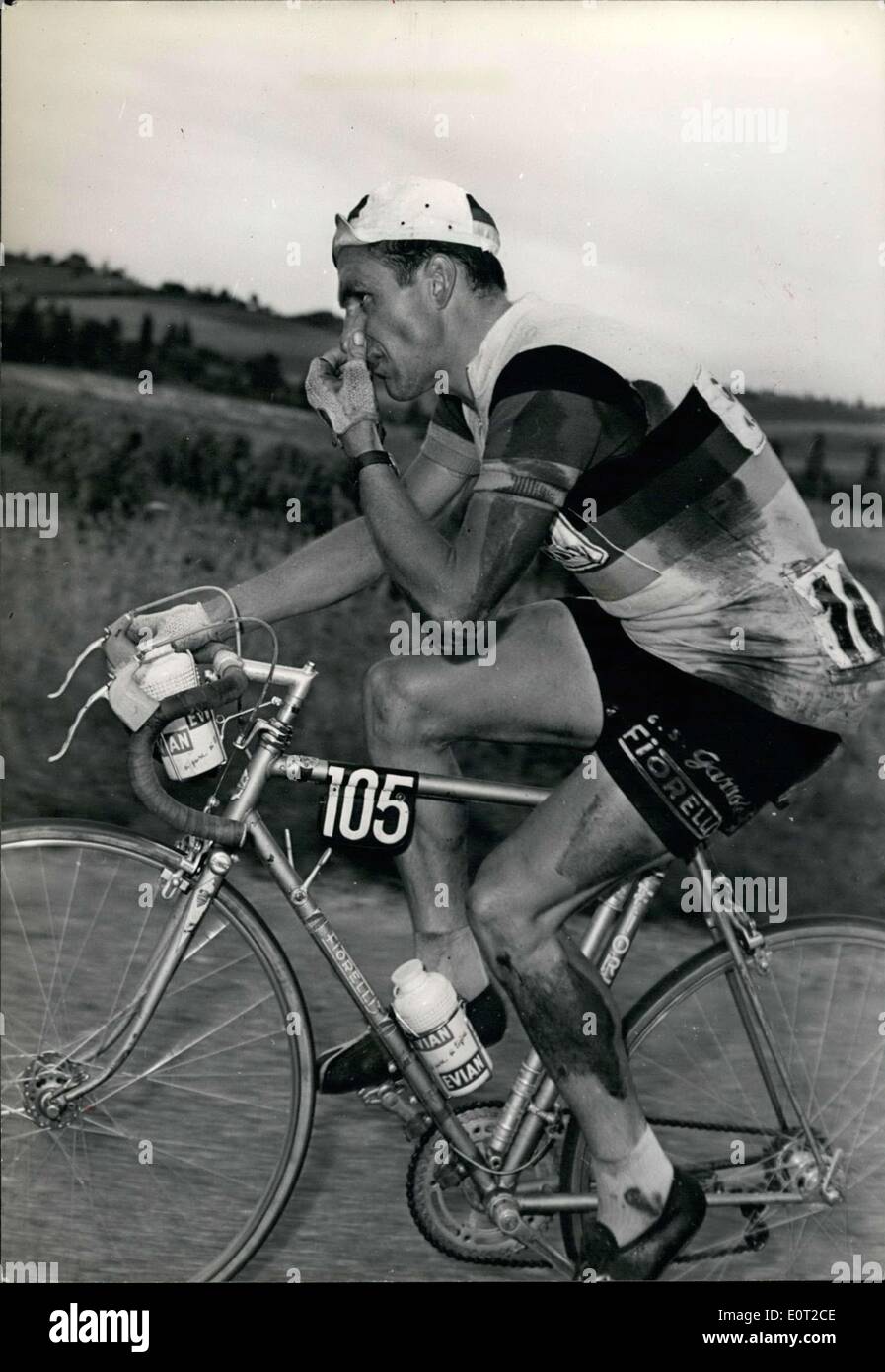 Jul. 08, 1960 - Frechman Graczyk arrives first in Toulouse. Italian Nencini still has the yellow jersey. Pictured: German Junkermann during a round of the Tour de France. Stock Photo