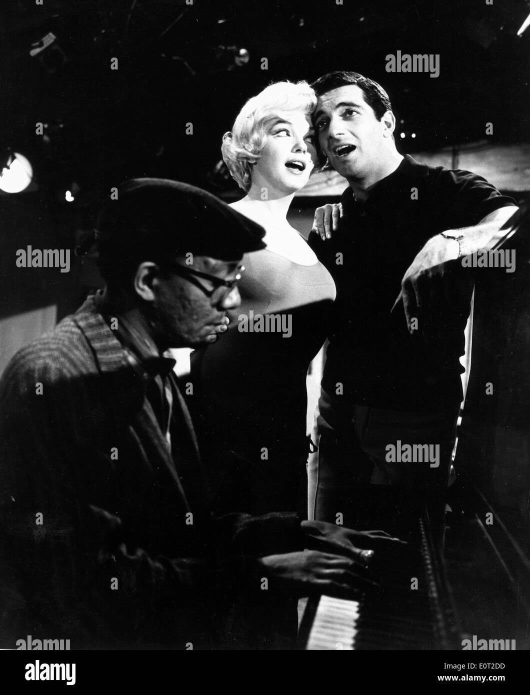 Actress Marilyn Monroe and Frankie Vaughan filming 'Let's Make Love