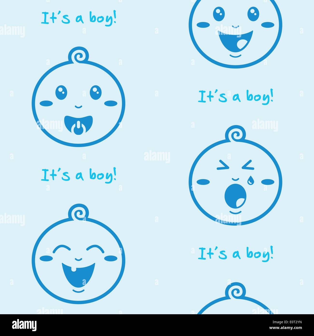 It's a boy blue seamless background with baby boys Stock Vector