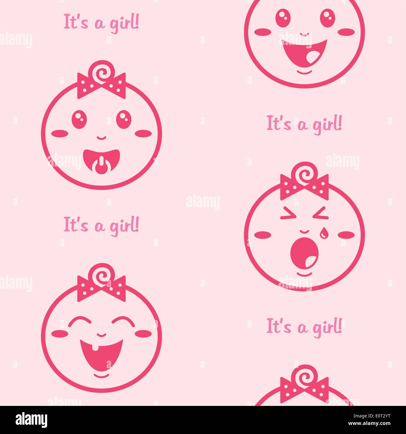 It's a girl pink seamless background with baby girls Stock Vector