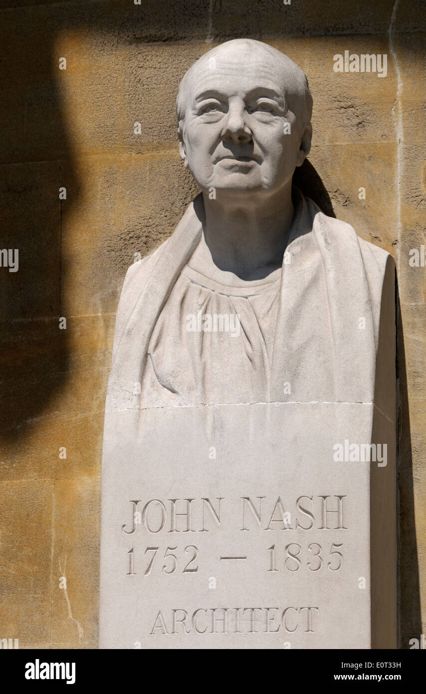 London, England, UK. Bust of John Nash (1752-1835: architect and town planner) in the portico of All Souls' Church Stock Photo