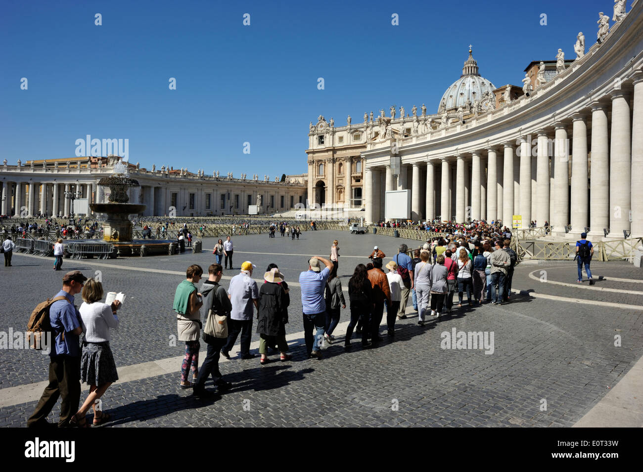italy, rome, st peter's square, colonnade, entrance to saint peter's basilica, queue Stock Photo