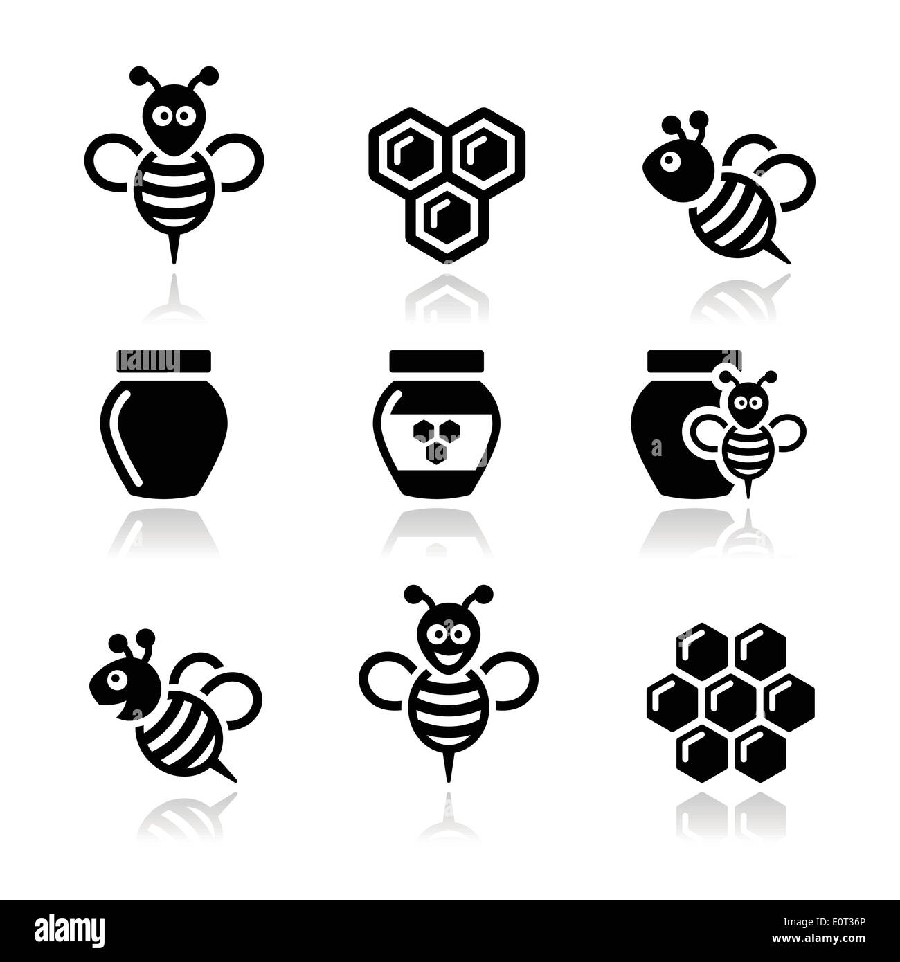 Bee and honey vector icons set Stock Vector