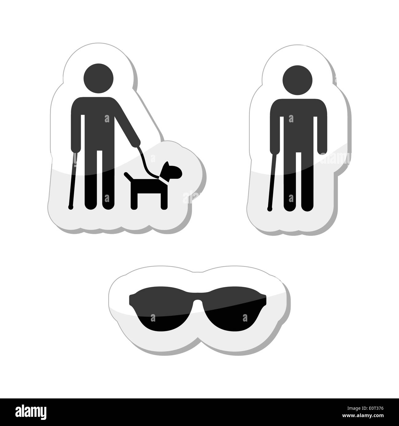 With dark glasses walking stick Cut Out Stock Images & Pictures