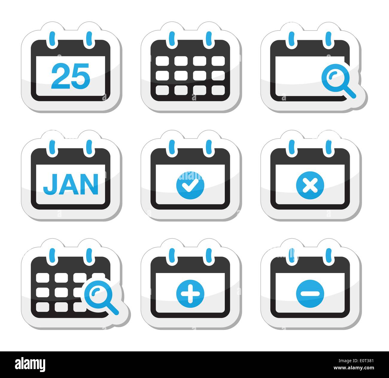 Calendar date vector icons set Stock Vector