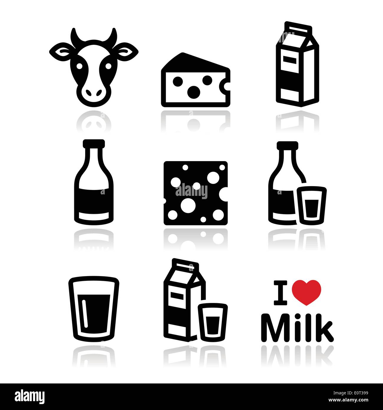 Dairy products - milk, cheese vector icons set Stock Vector Image & Art ...