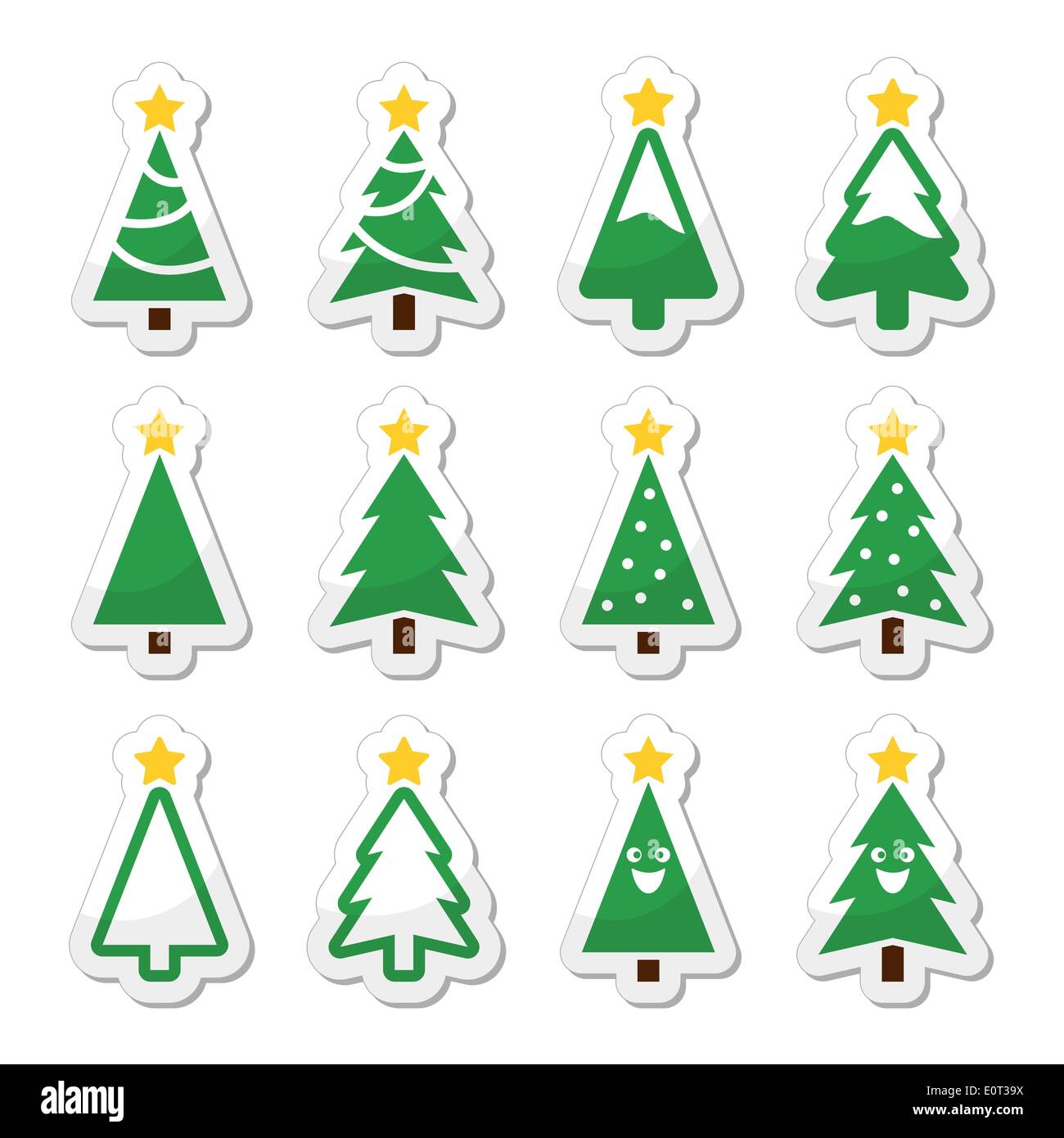 Christmas tree vector icons set Stock Vector