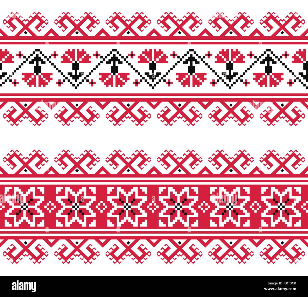 Ukrainian, Slavic red and grey traditional seamless folk embroidery pattern  Stock Vector Image & Art - Alamy