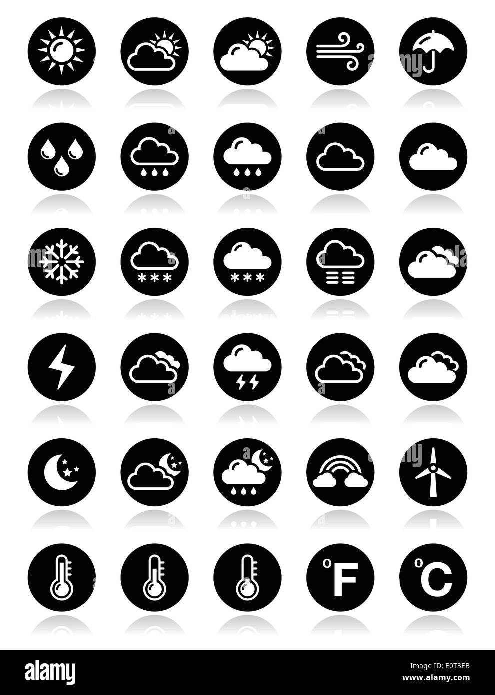 Weather icons Black and White Stock Photos & Images - Alamy