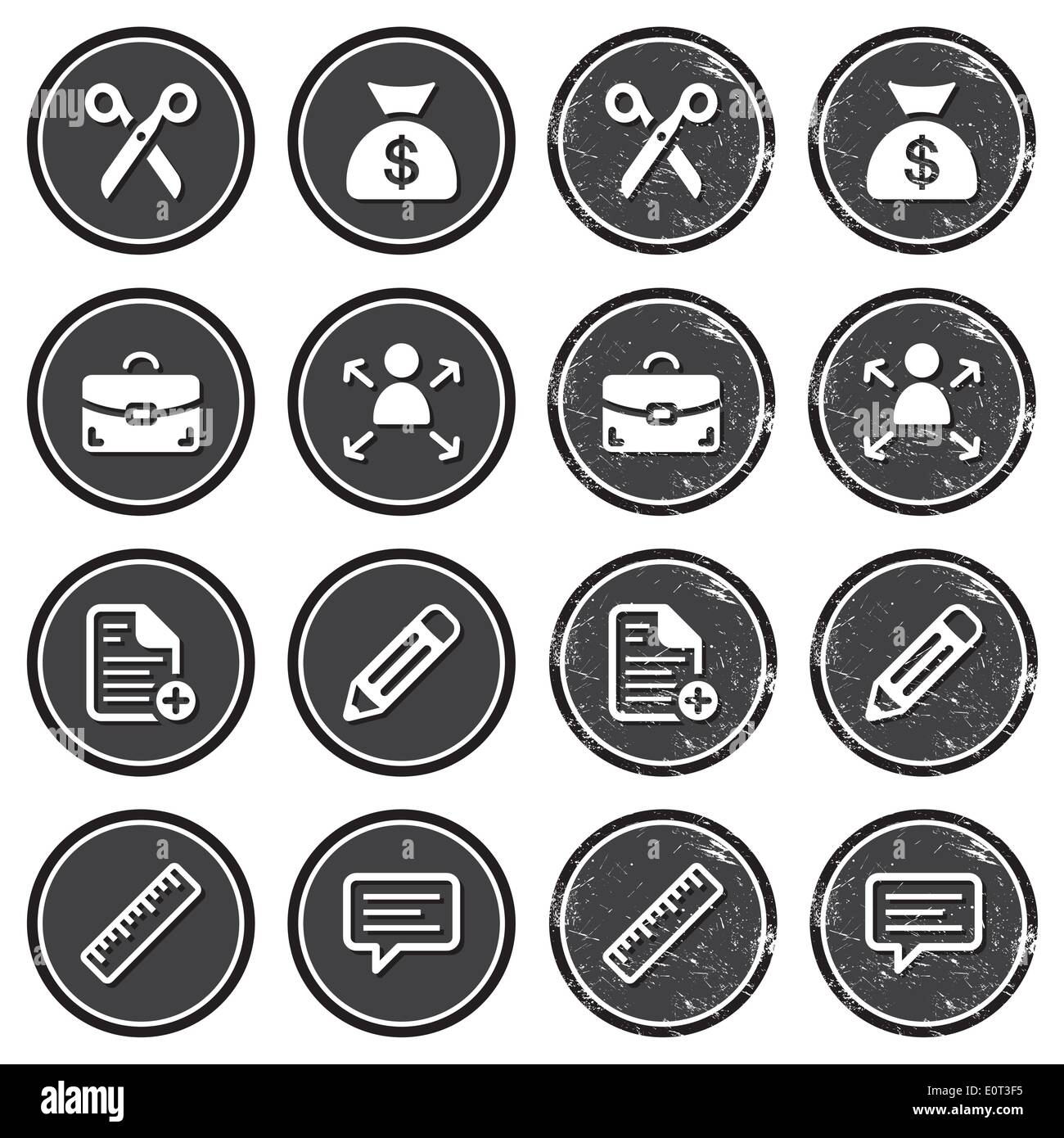 Website navigation icons on retro labels set Stock Vector