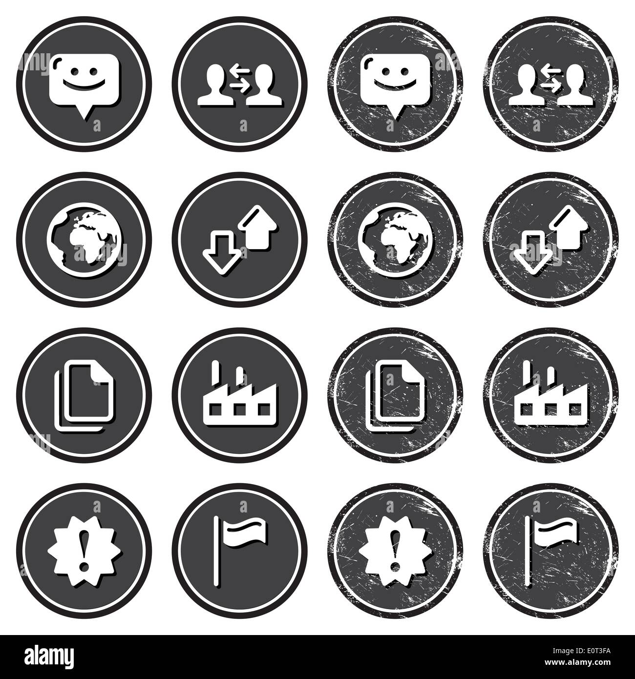 Web navigation icons on retro labels set Stock Vector