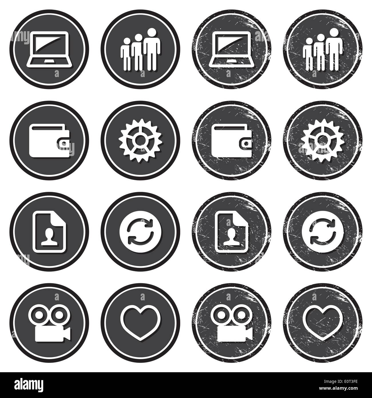 Web navigation icons on retro labels set Stock Vector