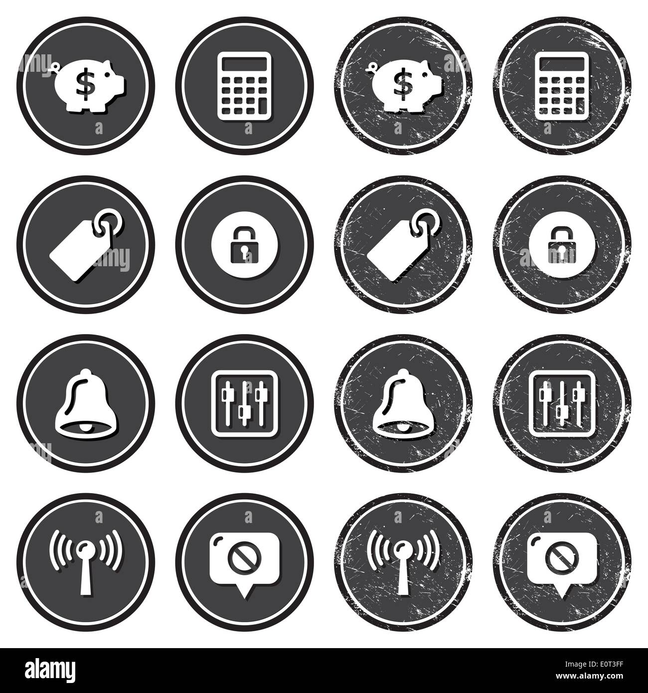 Web navigation icons on retro labels set Stock Vector