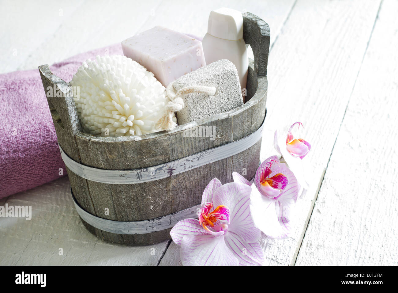 Aromatherapy spa massage tools to body care still life concept Stock Photo