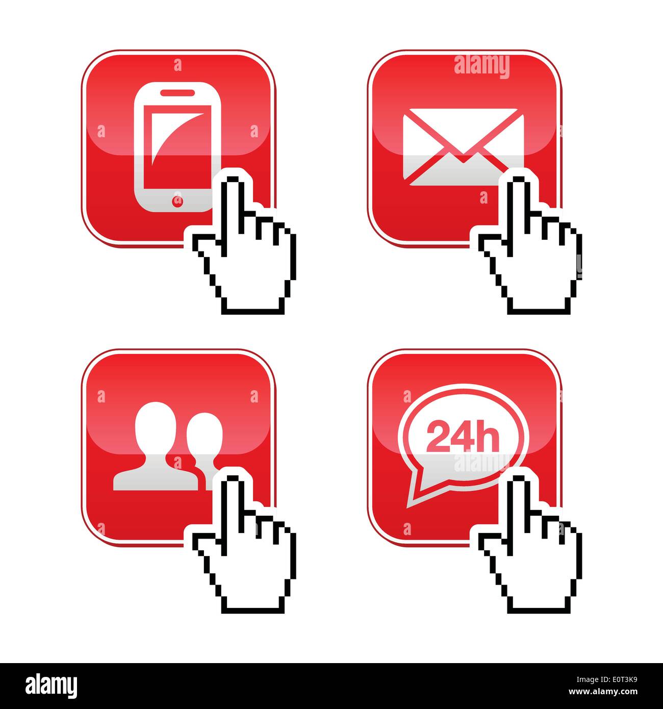 Contact buttons set with cursor hand icon Stock Vector