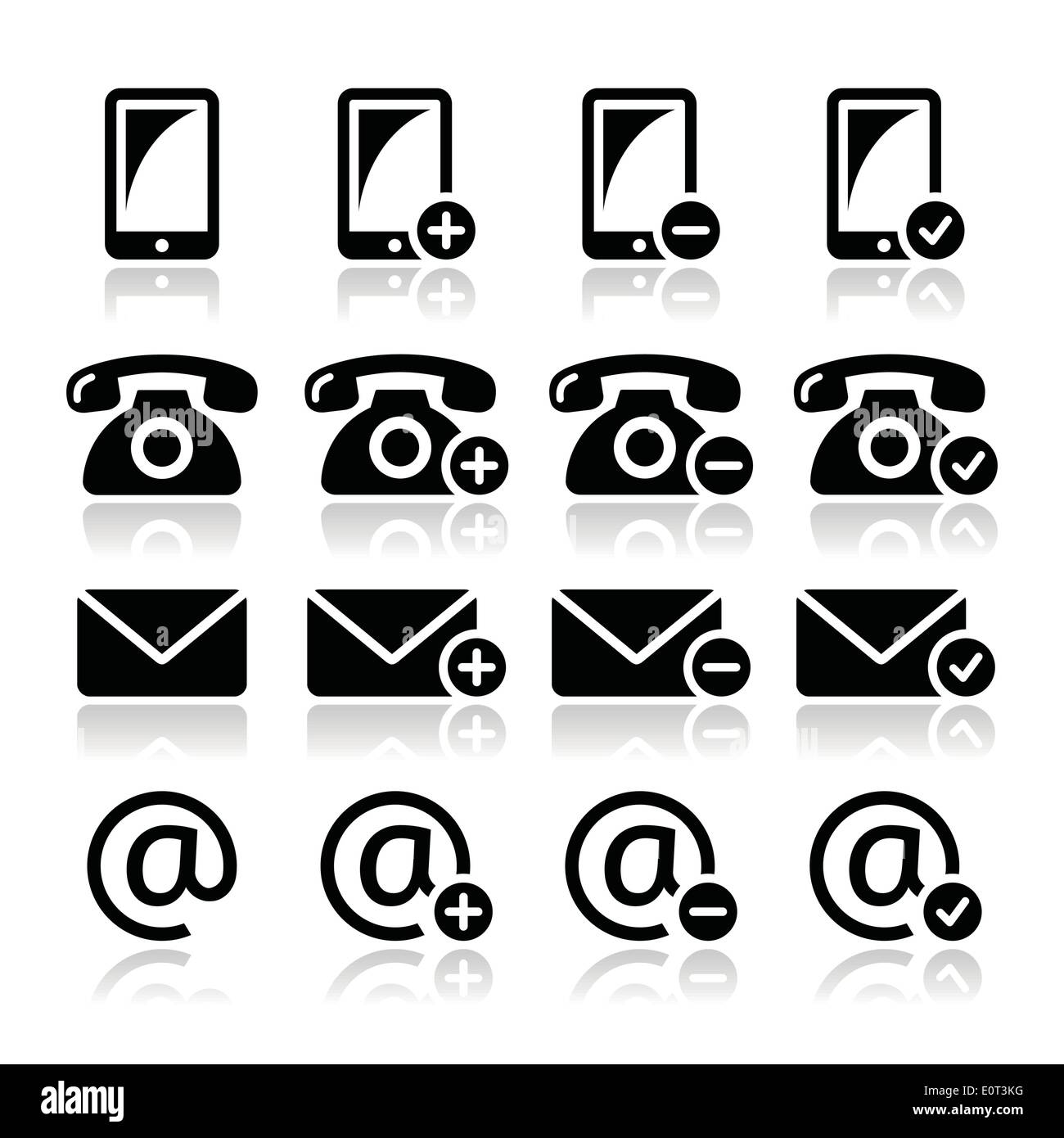 Contact icons set - mobile, phone, email, envelope Stock Vector